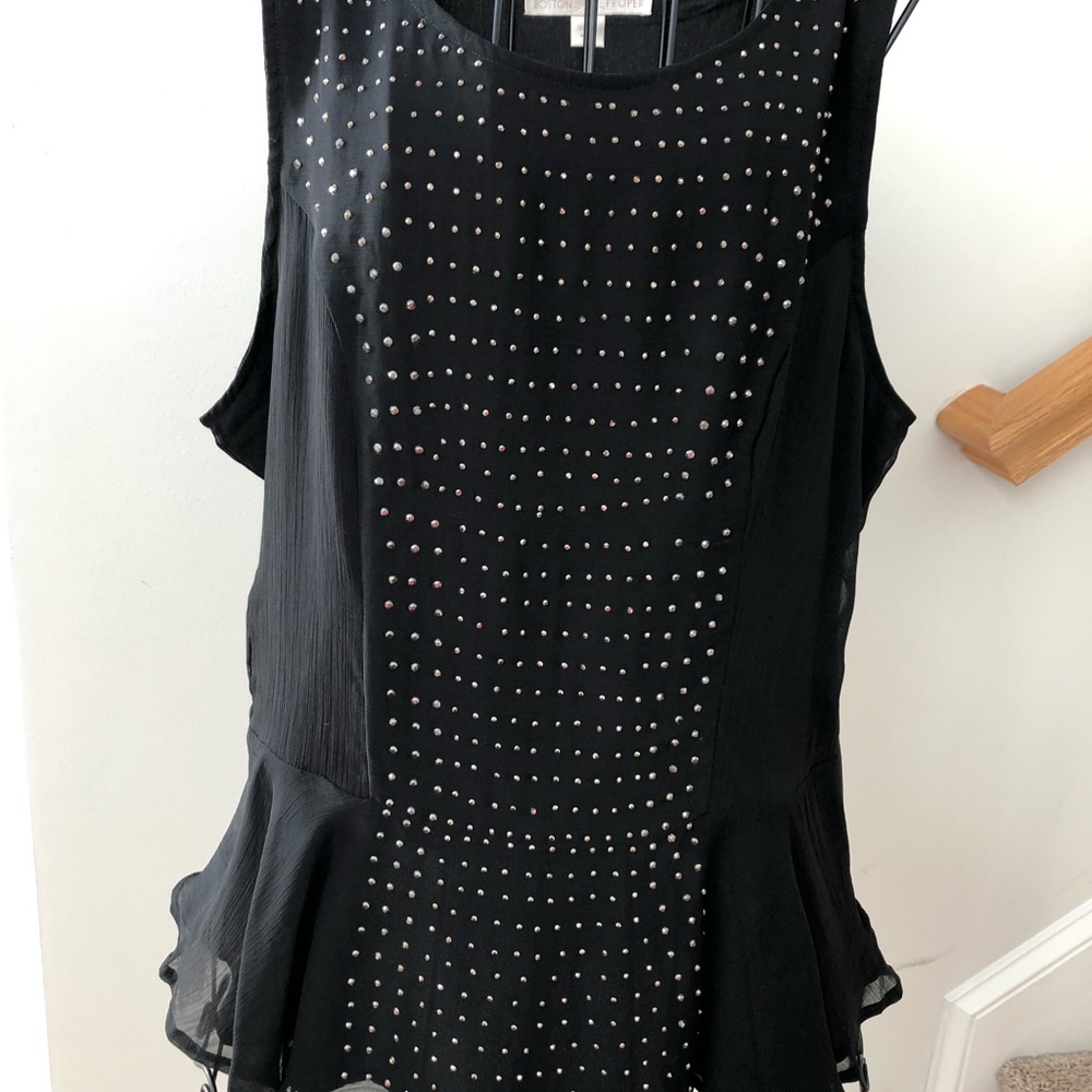 Beaded Black Top with Peplum Bottom